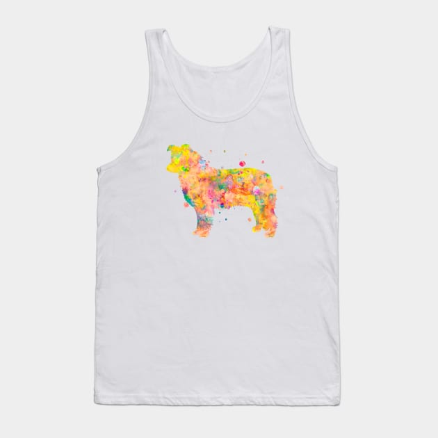 Border Collie Dog Watercolor Painting Tank Top by Miao Miao Design